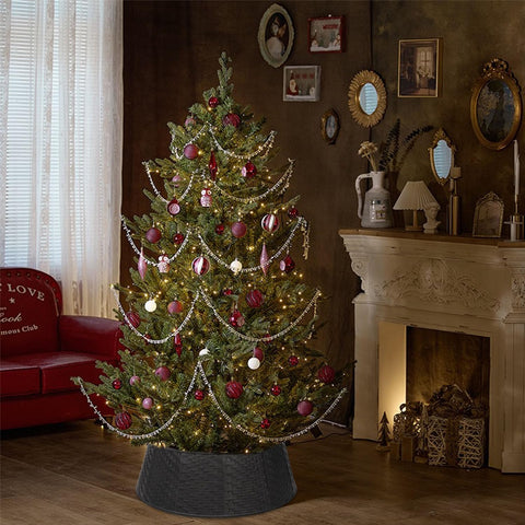 Blissun in decorated living room showing finished holiday aesthetic and clutter-free base benefit