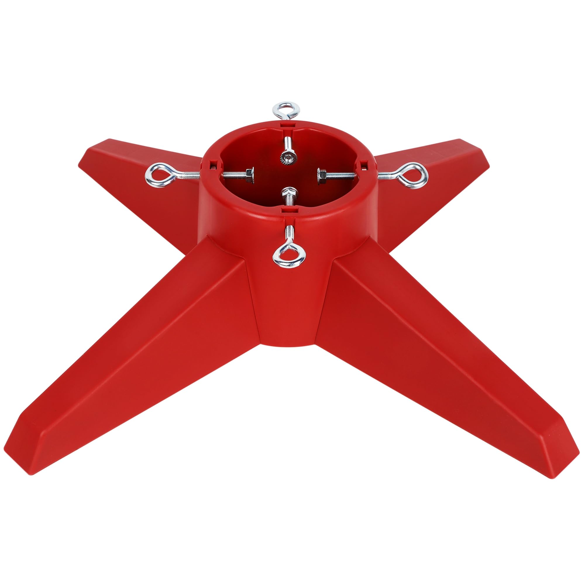 Blissun red stand front view showing sturdy base and festive finish