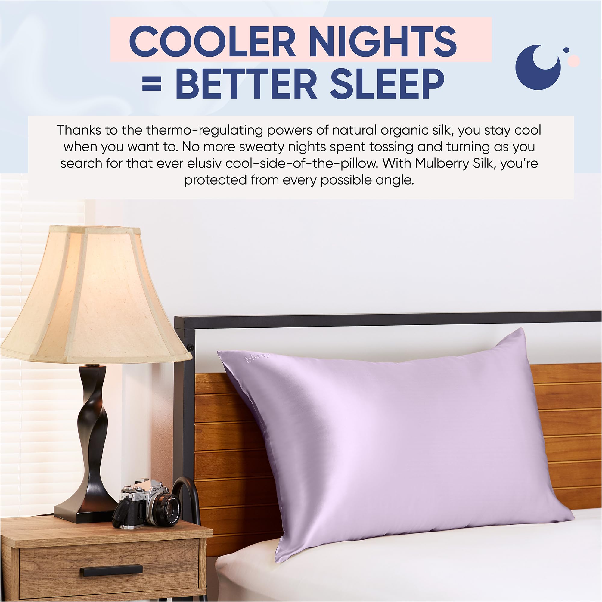 Blissy folded pillowcase packaging and label showing premium presentation