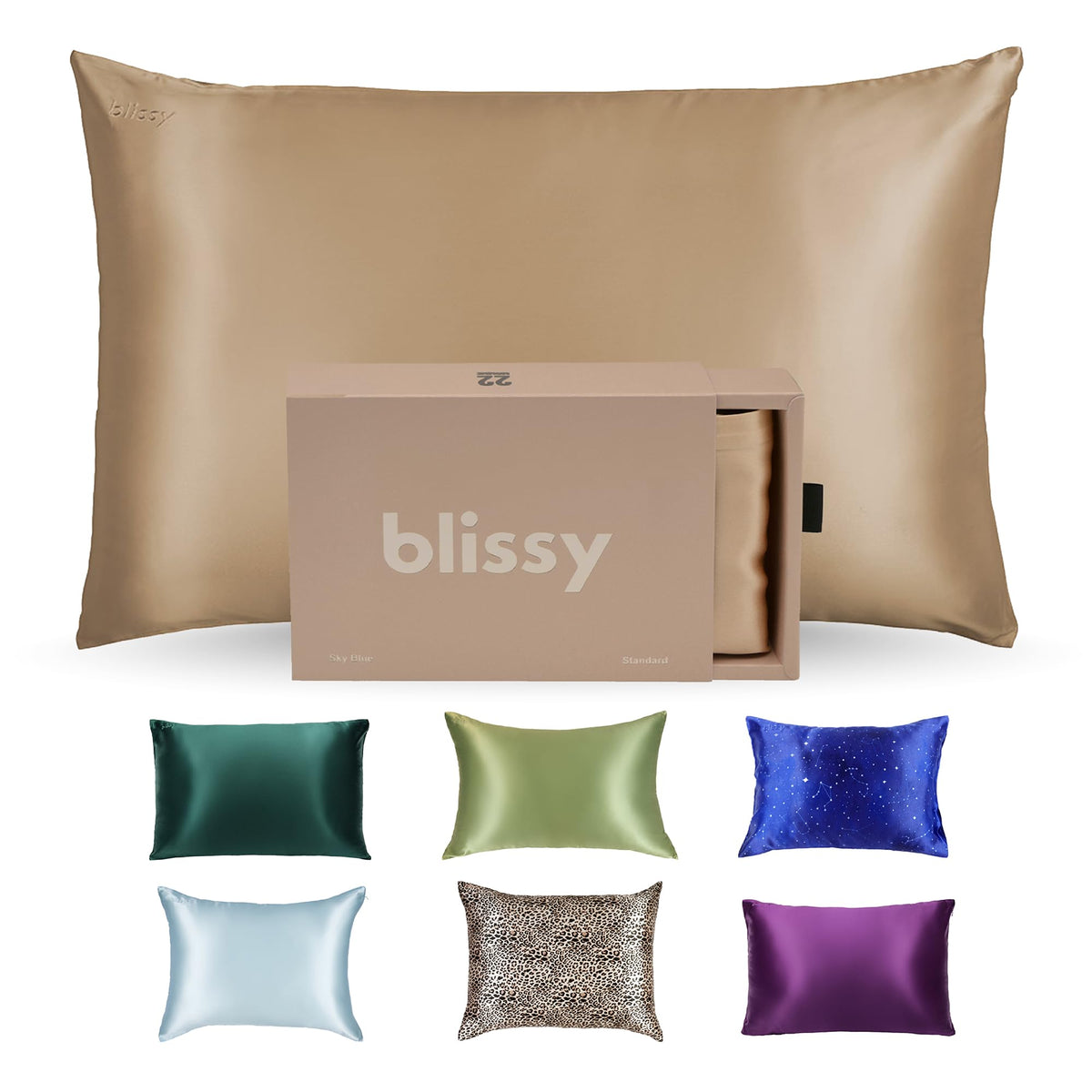Blissy front taupe pillowcase showing smooth surface and elegant look