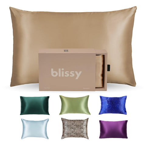 Blissy front taupe pillowcase showing smooth surface and elegant look