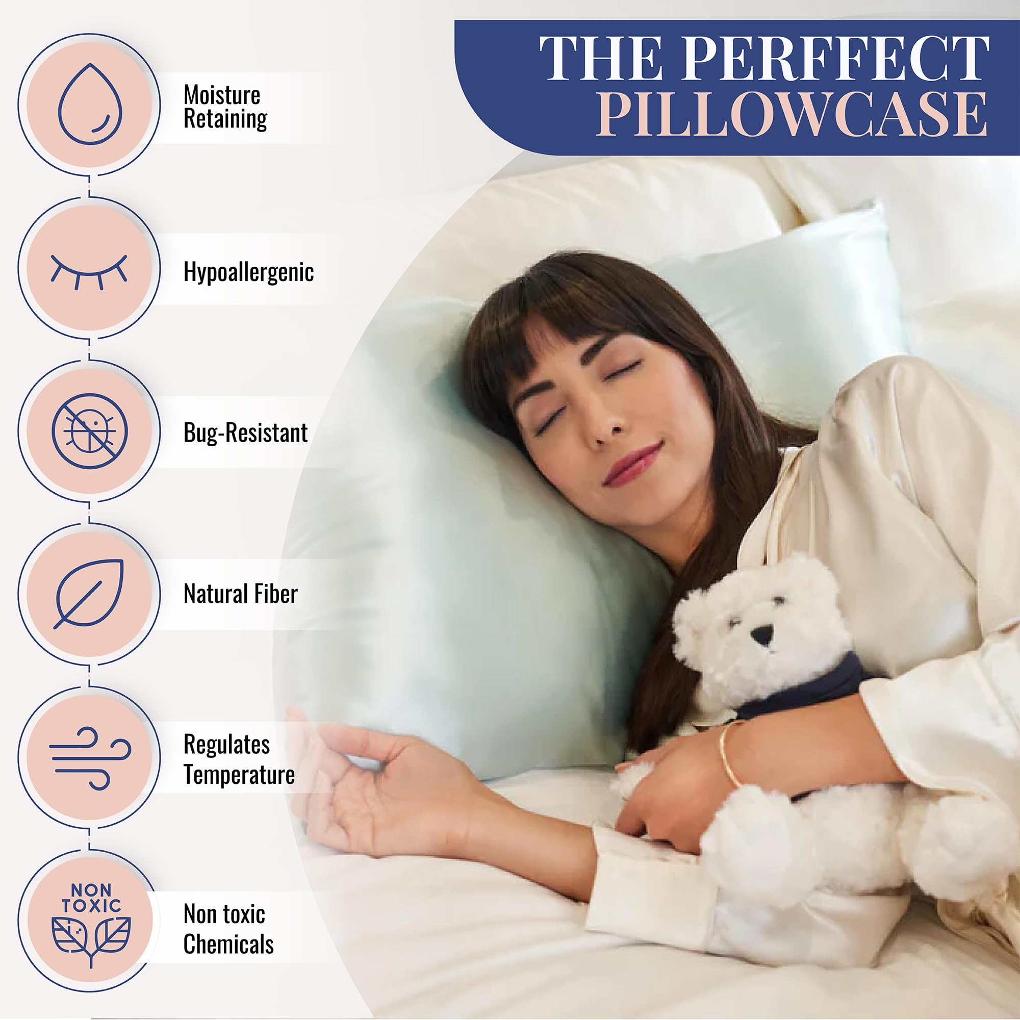 Blissy pillowcase on styled bed illustrating cooling comfort and a refreshed morning
