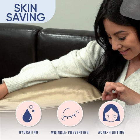 Blissy pillowcase on bed lifestyle showing cool comfortable sleep benefit