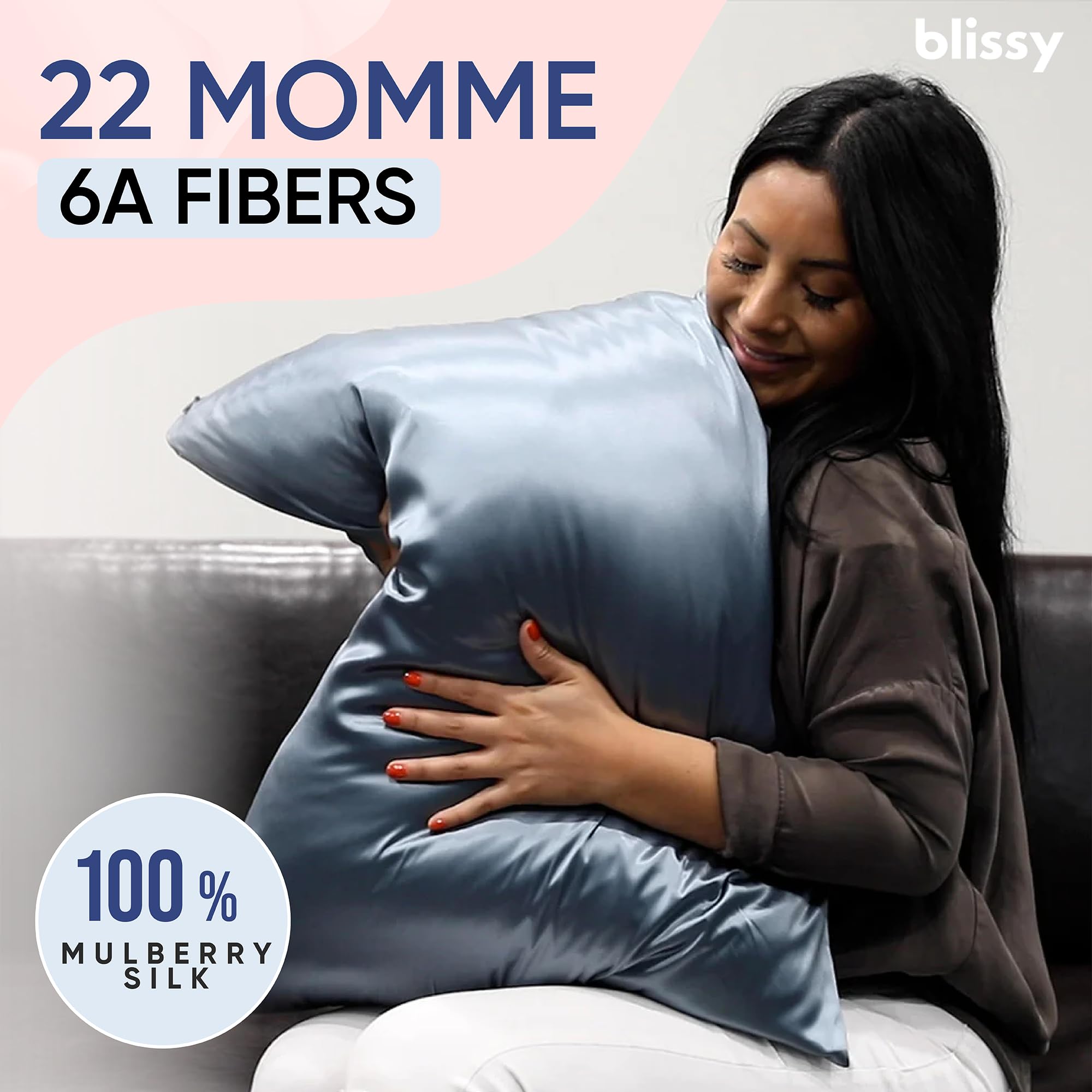 Blissy close-up of silk weave highlighting fine 22 momme fibers and durability