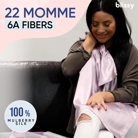 Blissy close weave detail highlighting 22-momme silk durability benefit