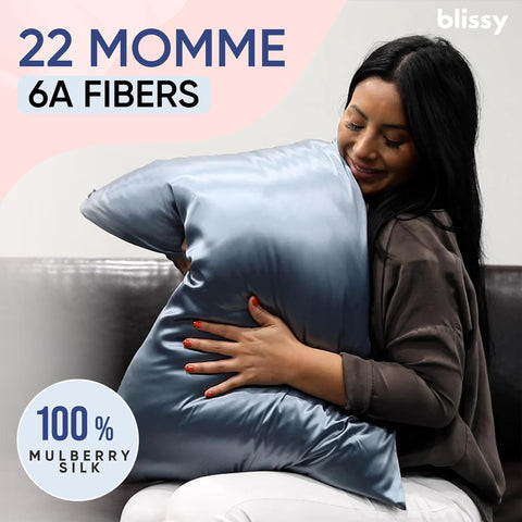 Blissy close-up of silk weave highlighting fine 22 momme fibers and durability
