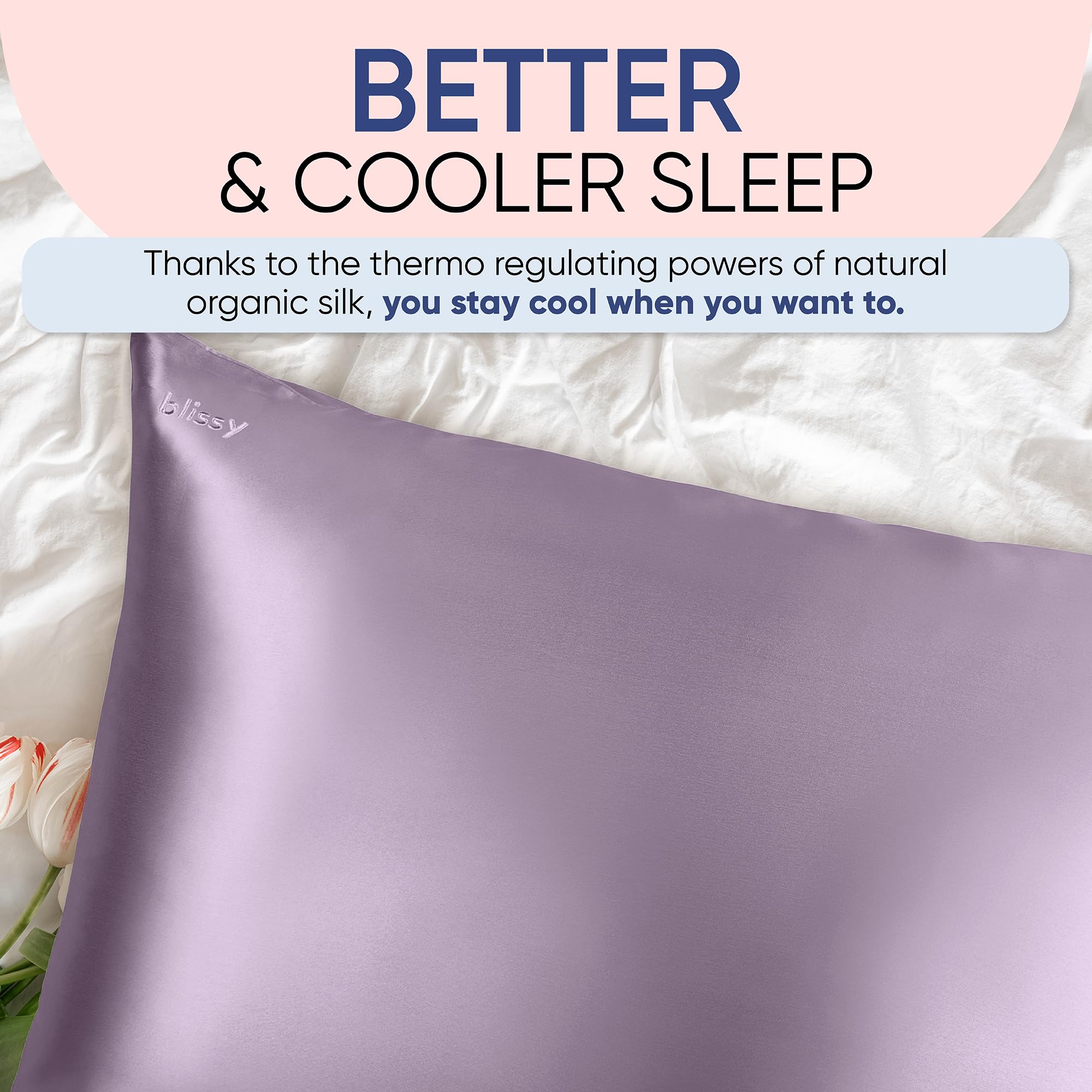 Blissy pillowcase with hair and skincare nearby showing preserved moisture