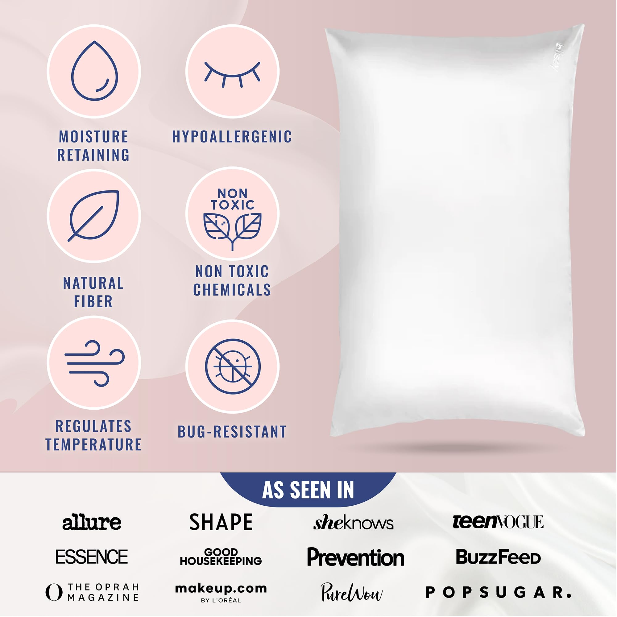 Blissy pillowcases displayed to compare queen and king sizes for correct fit