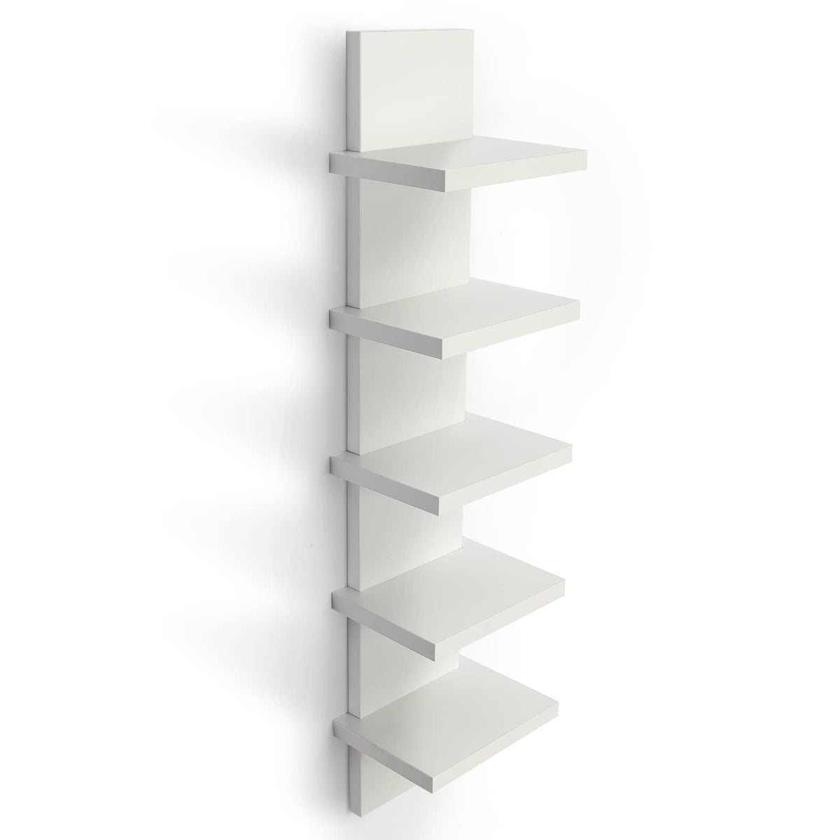 Bloddream front view of white wall shelf showing clean-lined storage and visual height