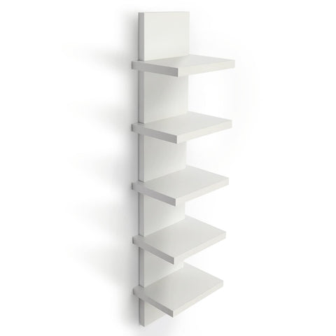 Bloddream front view of white wall shelf showing clean-lined storage and visual height
