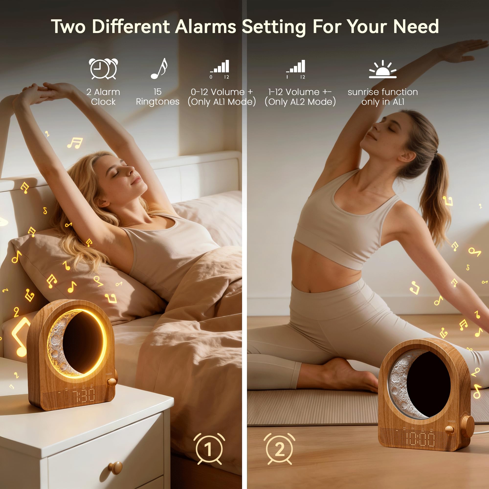 blonbar in bedroom setting providing gentle sunrise simulation and mood lighting