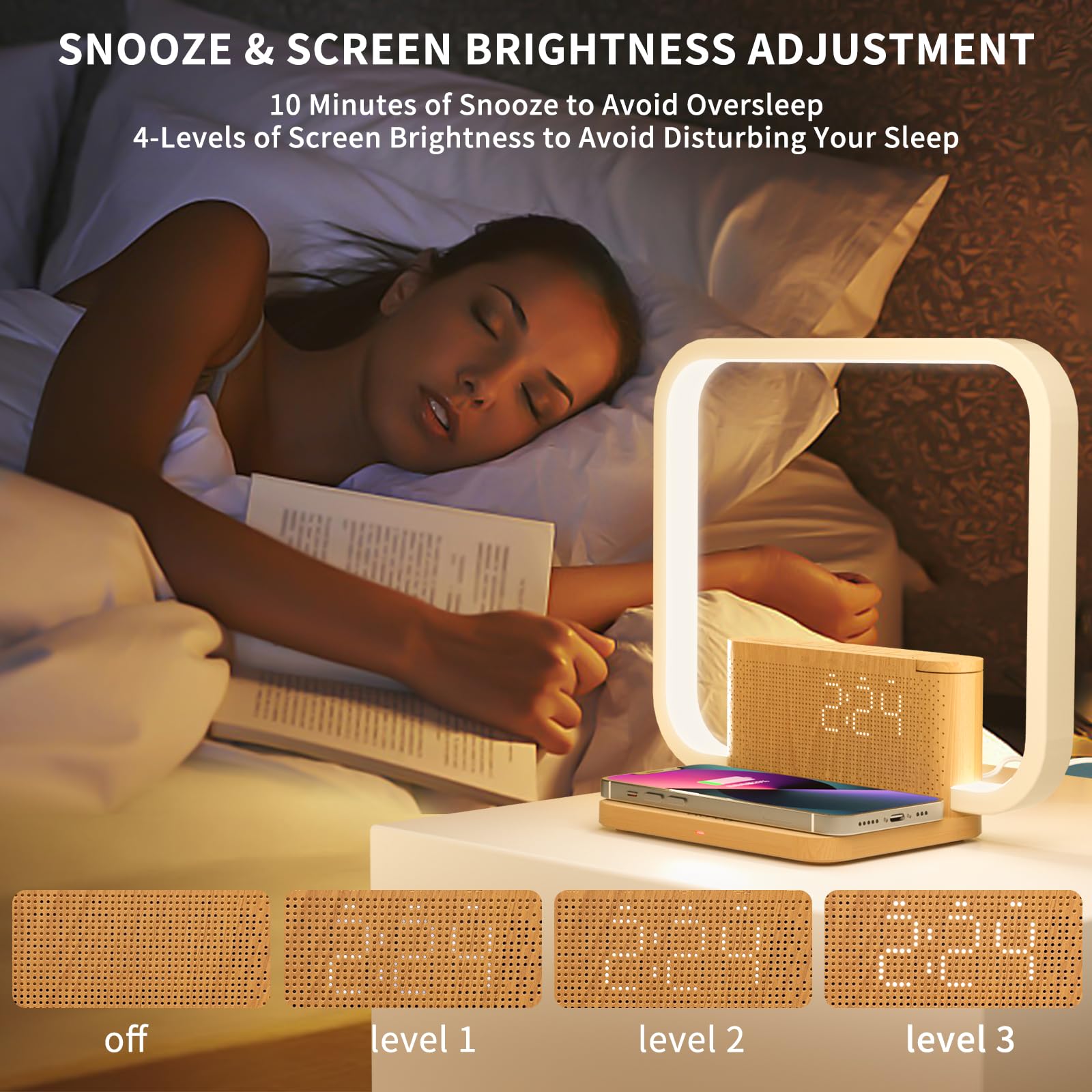 blonbar sunrise light glowing in bedroom to simulate natural dawn for gentler waking