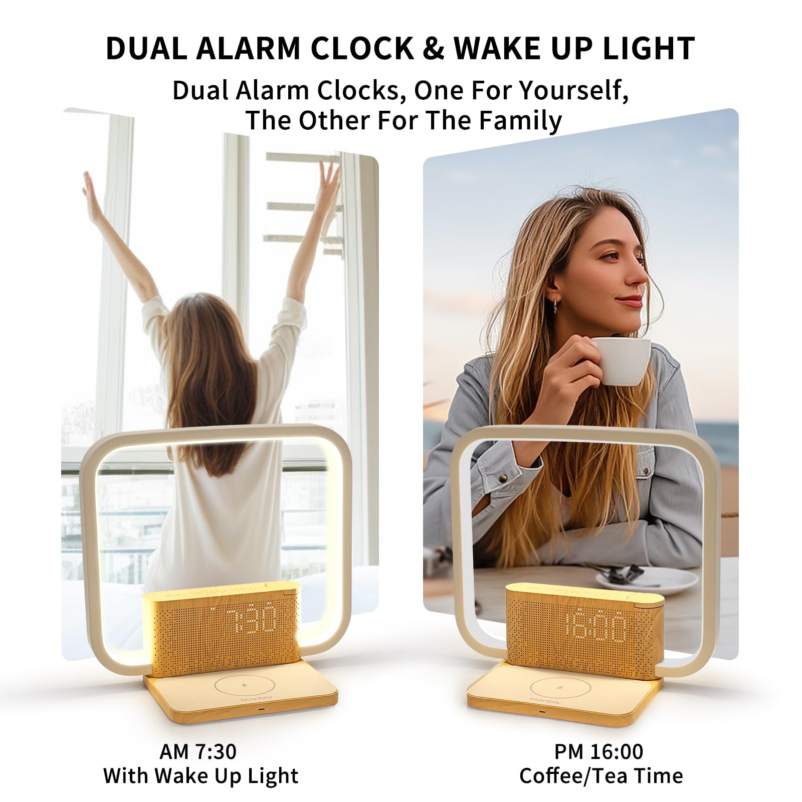 blonbar hand touching lamp to adjust brightness illustrating easy touch controls