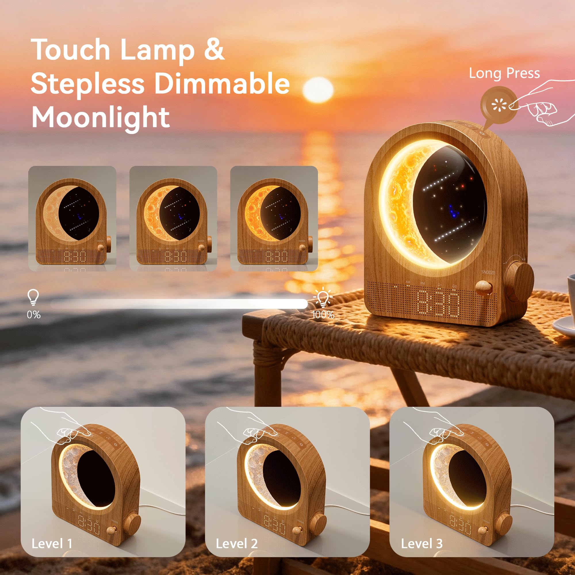 blonbar volume and alarm detail highlighting 12-level volume up to 80 dB