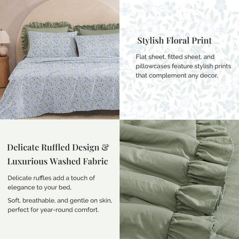 BLOOMHAVEN comforter on styled bed demonstrating how it updates a bedroom