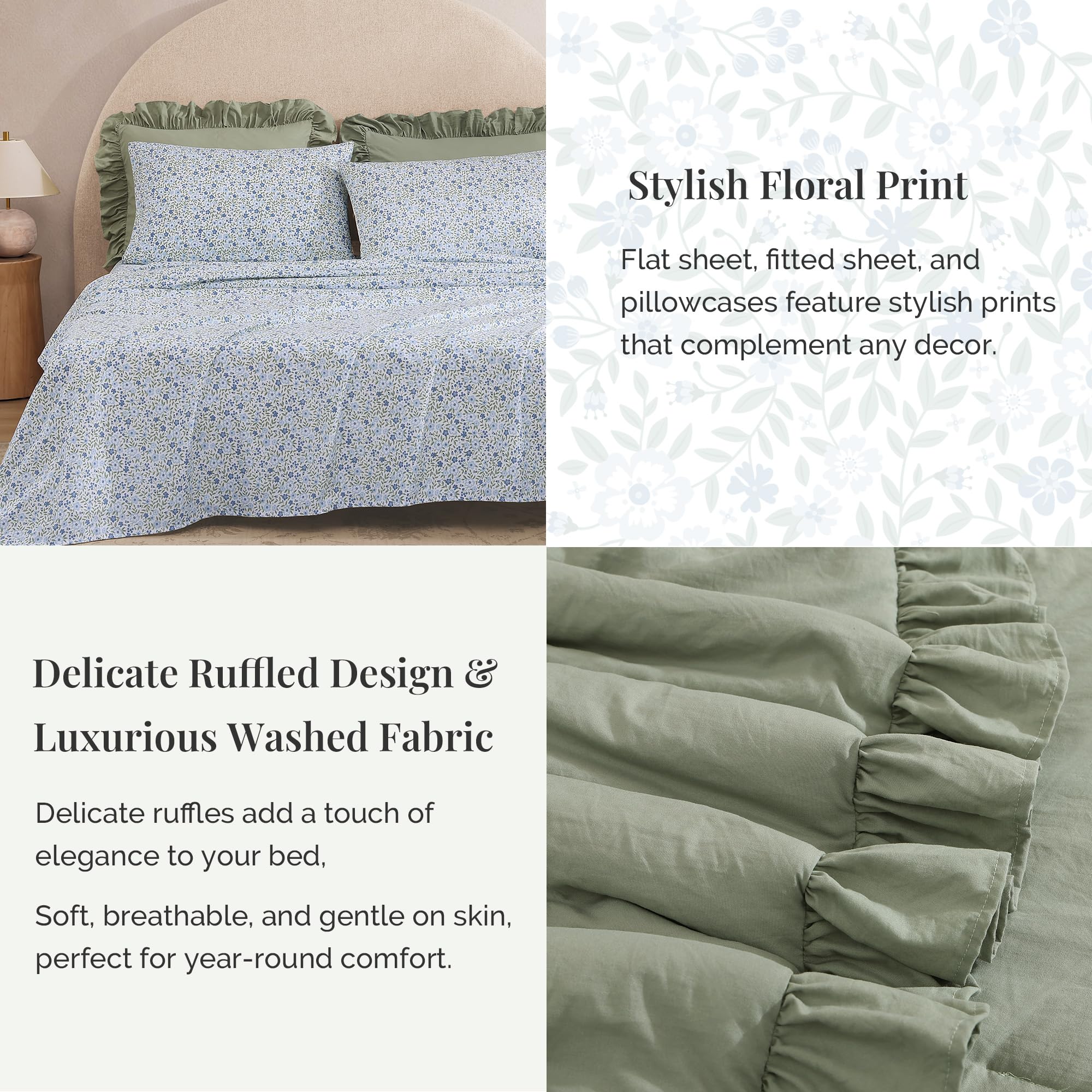 BLOOMHAVEN comforter in a styled bedroom setting demonstrating cozy, curated decor appeal