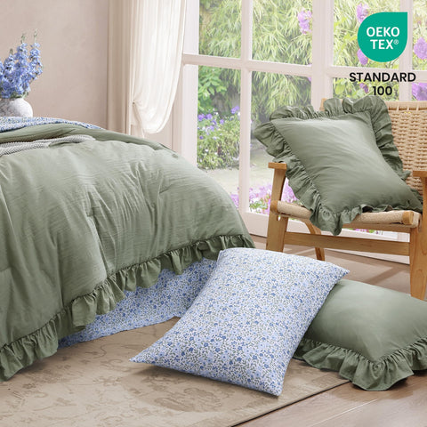 BLOOMHAVEN fitted sheet stretched on mattress to show deep pocket fit and secure hold