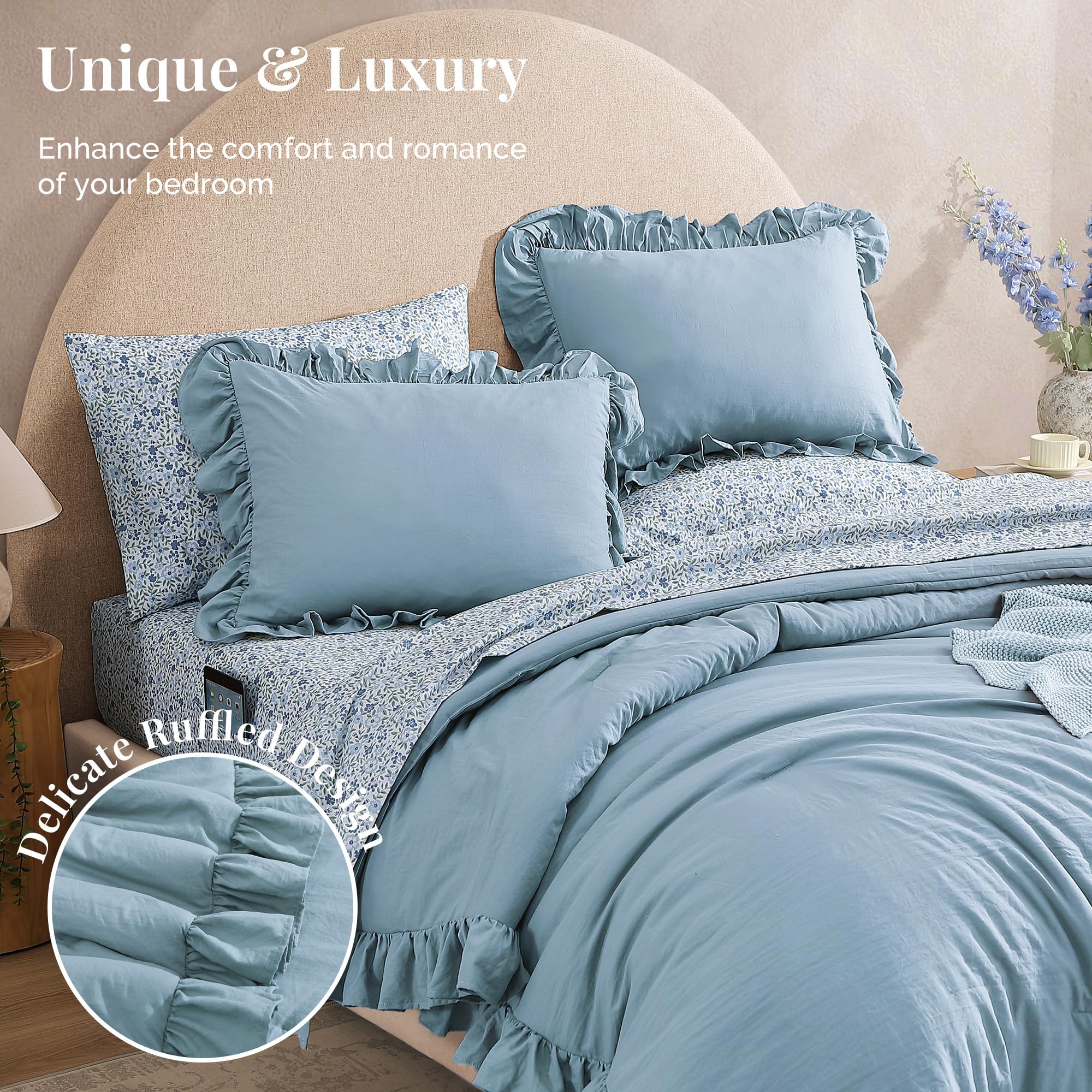 BLOOMHAVEN fitted sheet stretched on mattress showing deep-pocket fit and secure hold benefit