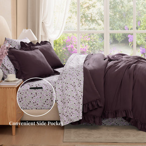 BLOOMHAVEN floral sheet pattern view showing delicate print for coordinated decor