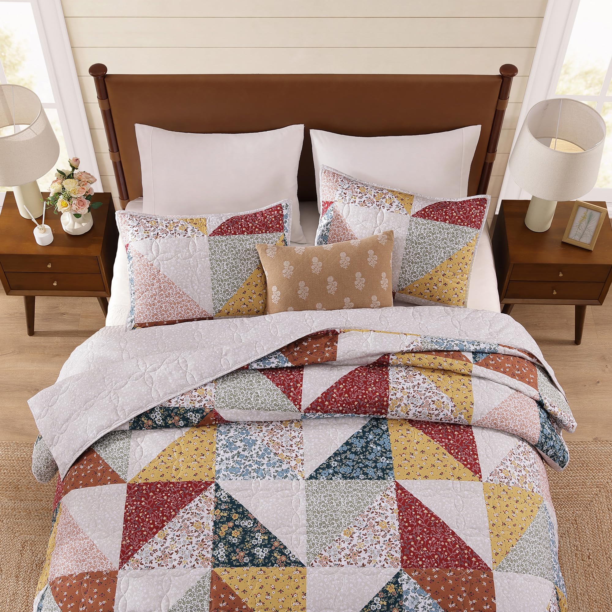 BLOOMHAVEN queen-size spread on bed showing full coverage and fit