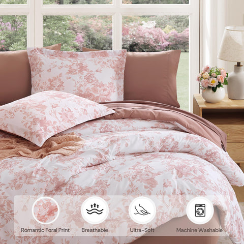 BLOOMHAVEN close-up of rose floral print highlighting soft texture benefit