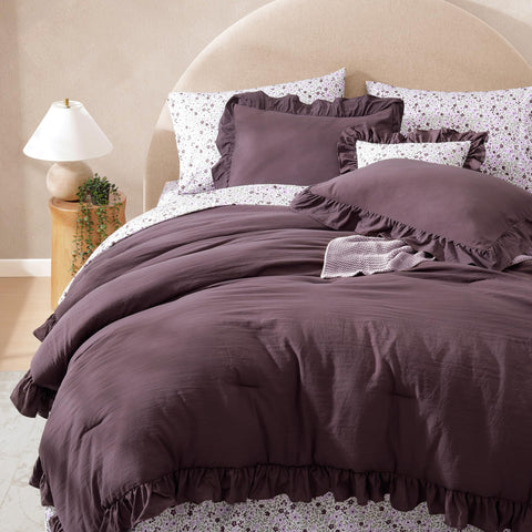 BLOOMHAVEN shams and pillowcases detail for matching layered pillow styling