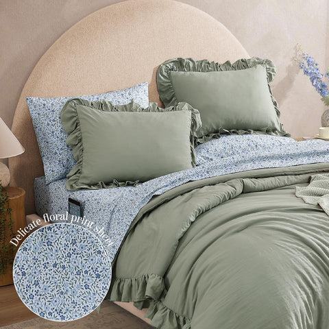 BLOOMHAVEN sheet pattern close-up highlighting floral print and soft microfiber for gentle comfort