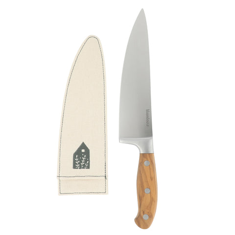 bloomhouse chef knife in use chopping vegetables for clean, precise cuts