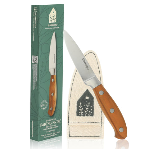 bloomhouse paring knife front view showing blade and handle, clear control