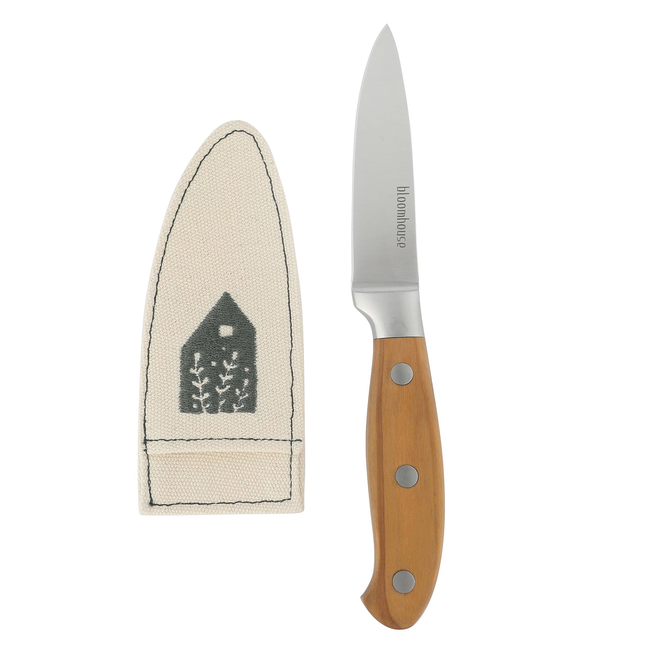 bloomhouse paring knife in use peeling an apple, precise small cuts