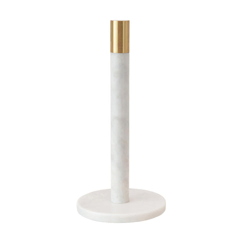 Bloomingville marble paper towel holder front view showing clean silhouette and stable base benefit