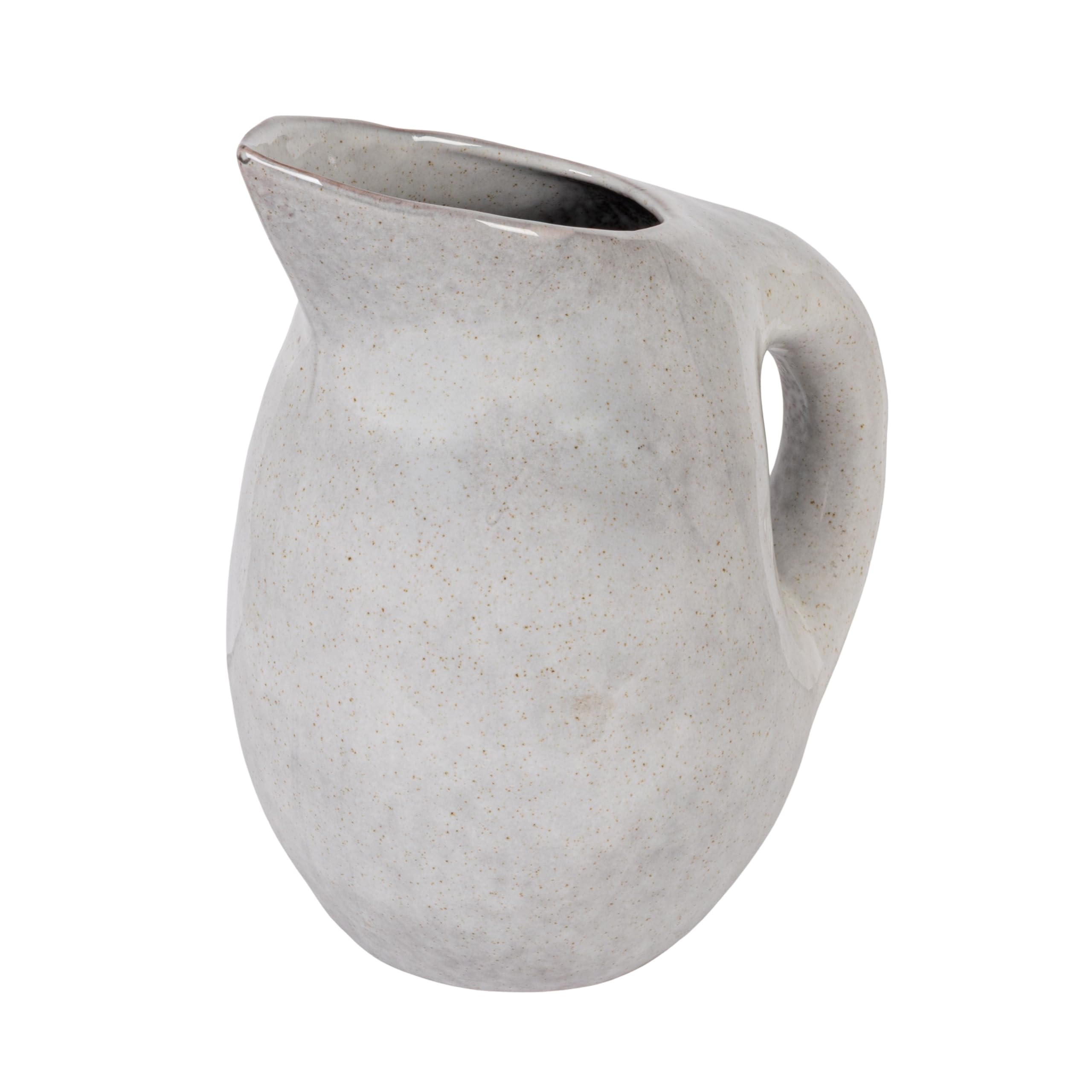 Bloomingville pitcher front view showing cream finish and elegant silhouette