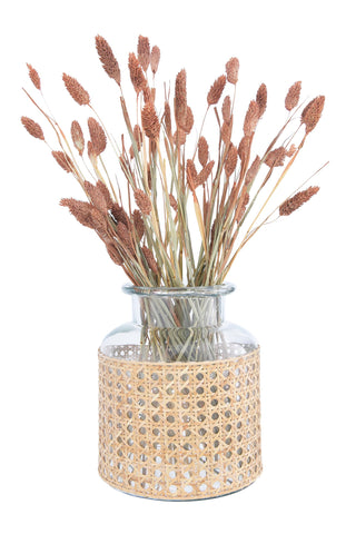 Bloomingville vase beside book stack, shows compact 8-inch scale