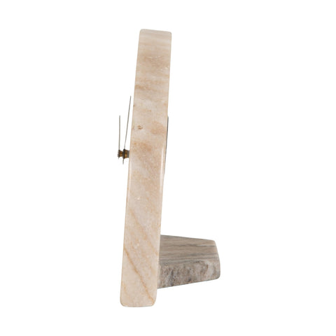 Bloomingville side profile clock displaying slim footprint and sturdy base benefit