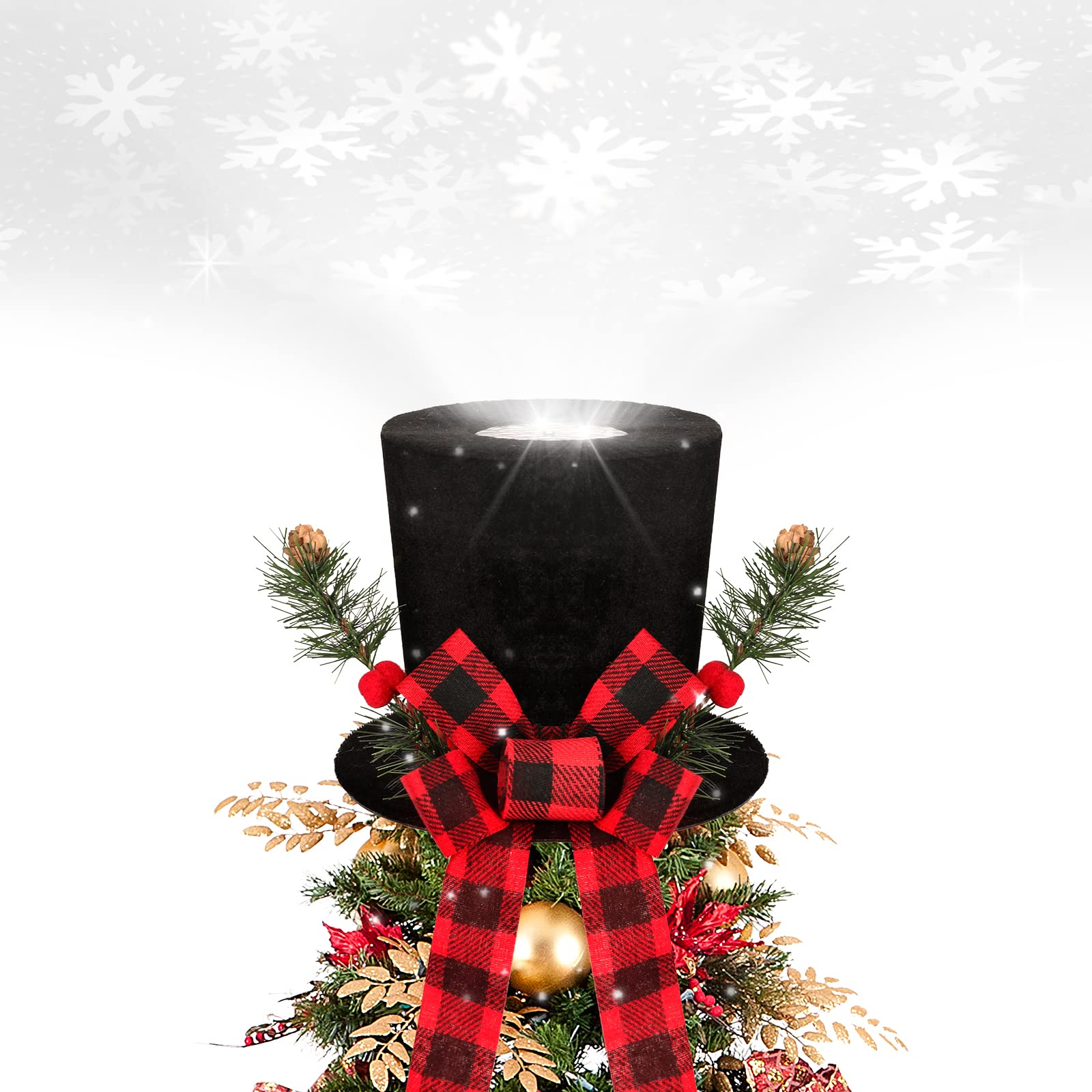 BLOOMWIN front view of hat topper showing velvet finish and plaid bow, adds classic charm