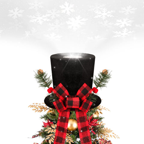 BLOOMWIN front view of hat topper showing velvet finish and plaid bow, adds classic charm