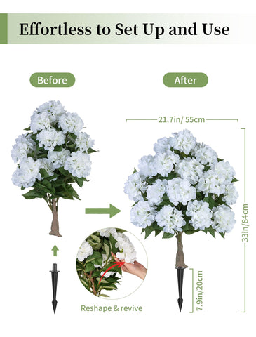 BLOSMON hydrangea tree with ground spike installed demonstrating secure placement