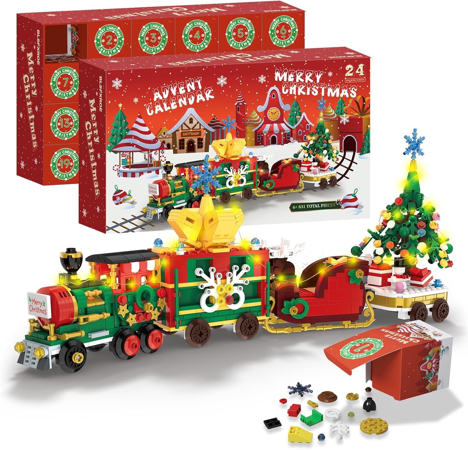 BLSFXROE front packaging showing train advent calendar and 24-day concept for gift planning