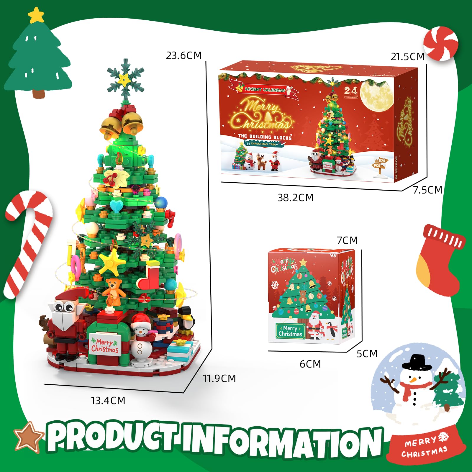 BLSFXROE assembled tree front view with ornaments offering festive tabletop decoration
