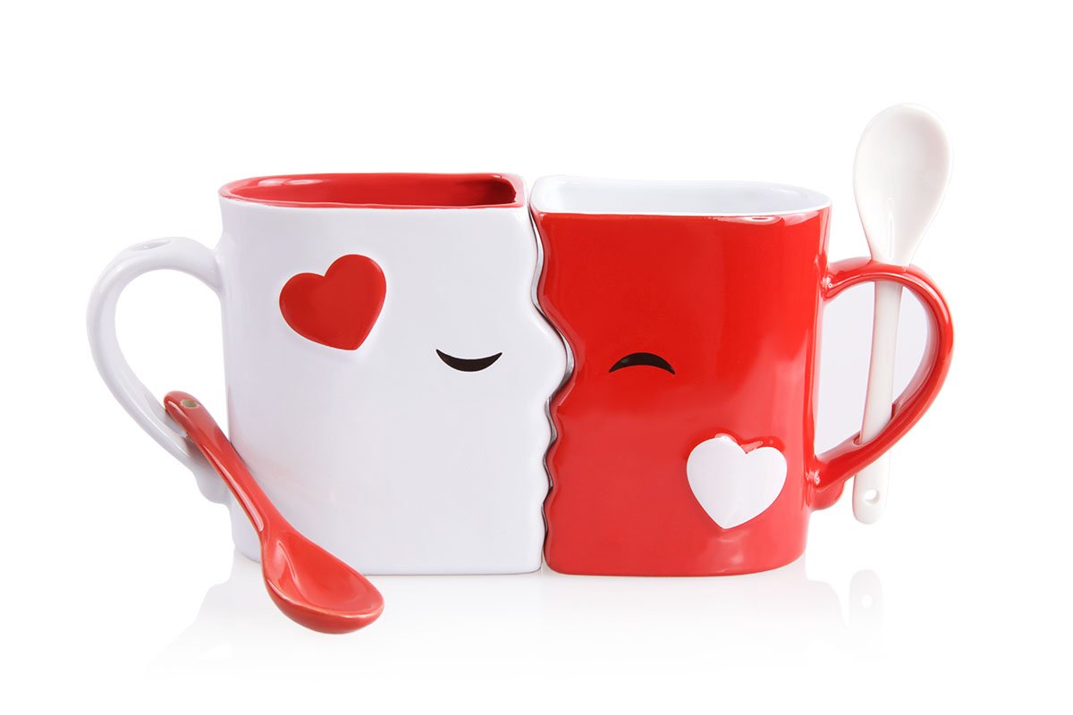 Blu Devil front packaging showing boxed kissing mugs set, gift-ready presentation