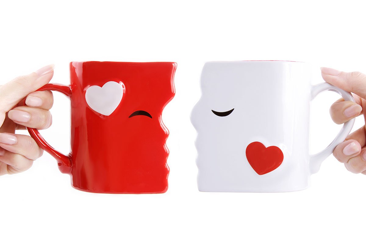Blu Devil white 13 oz mug close-up, smooth vegan New Bone China sheen