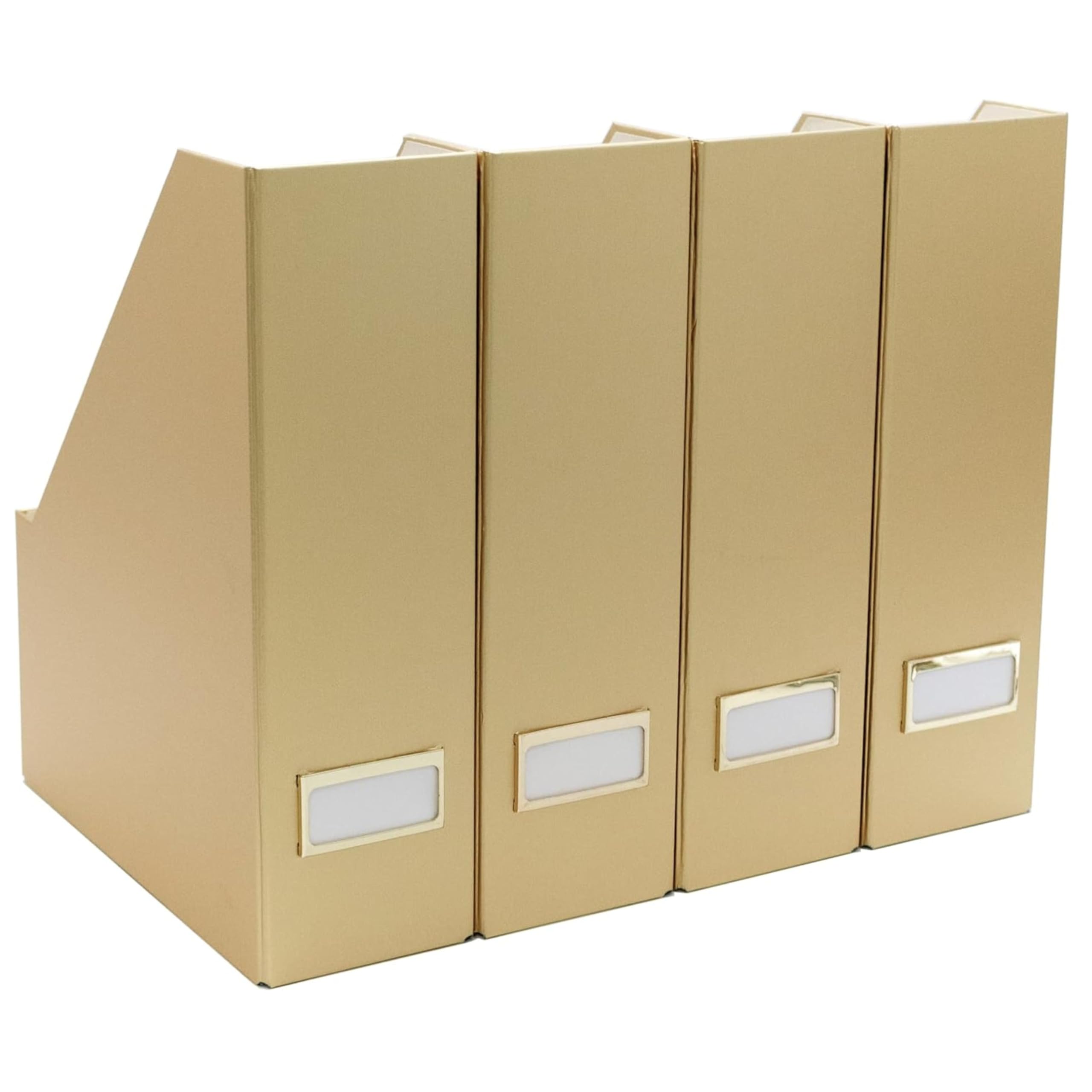 BLU MONACO front view of gold file holder showing neat documents