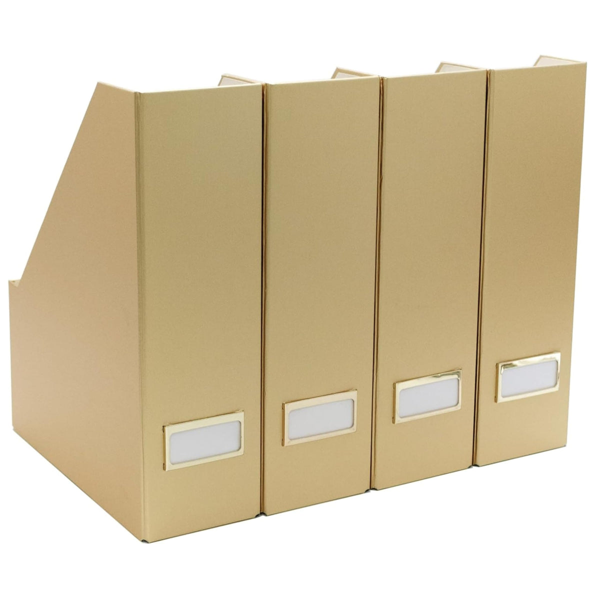 BLU MONACO front view of gold file holder showing neat documents