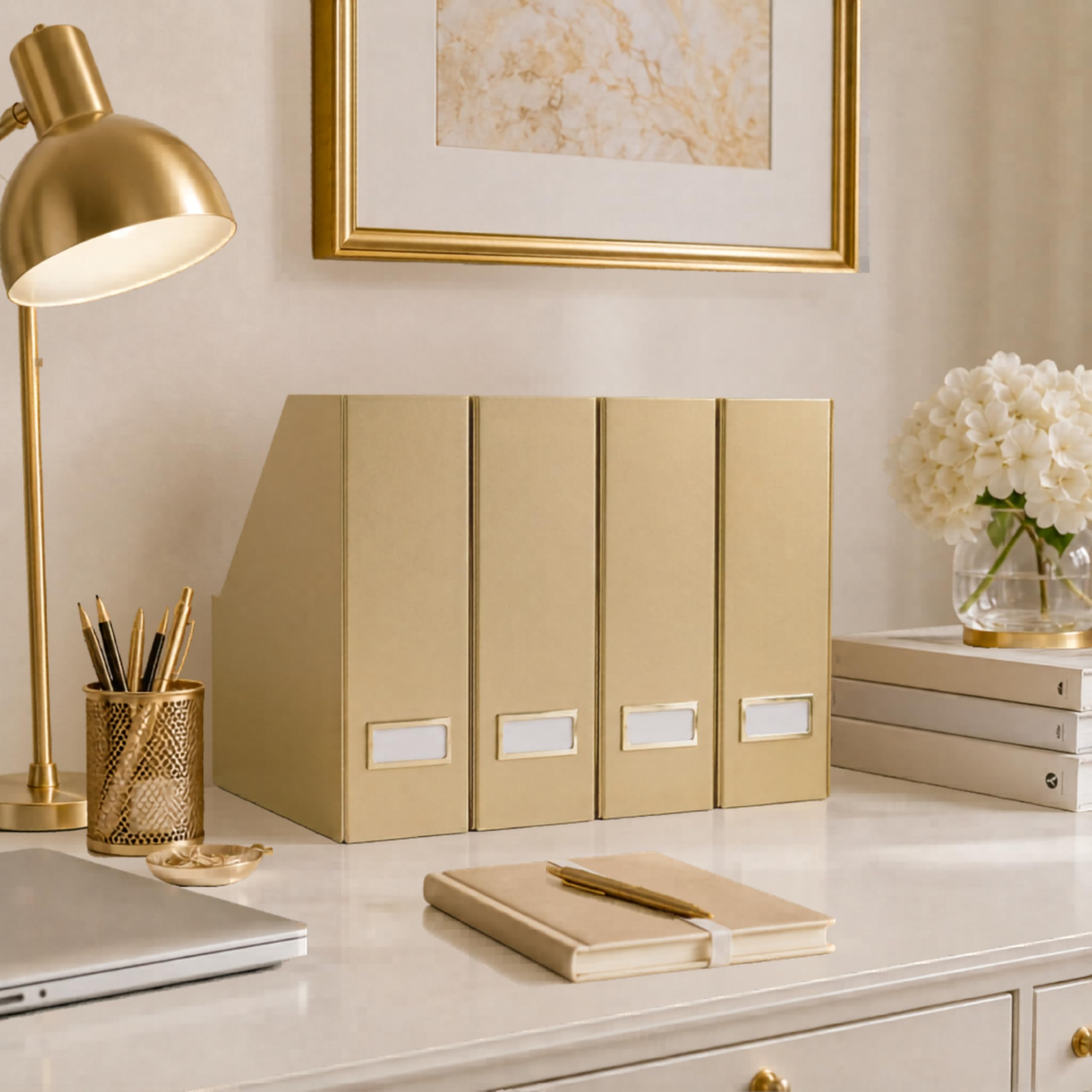 BLU MONACO label detail on file holder for easy category identification