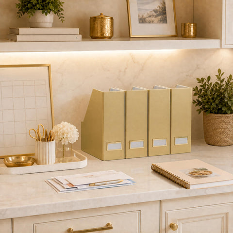BLU MONACO set of four on shelf offering coordinated organized display