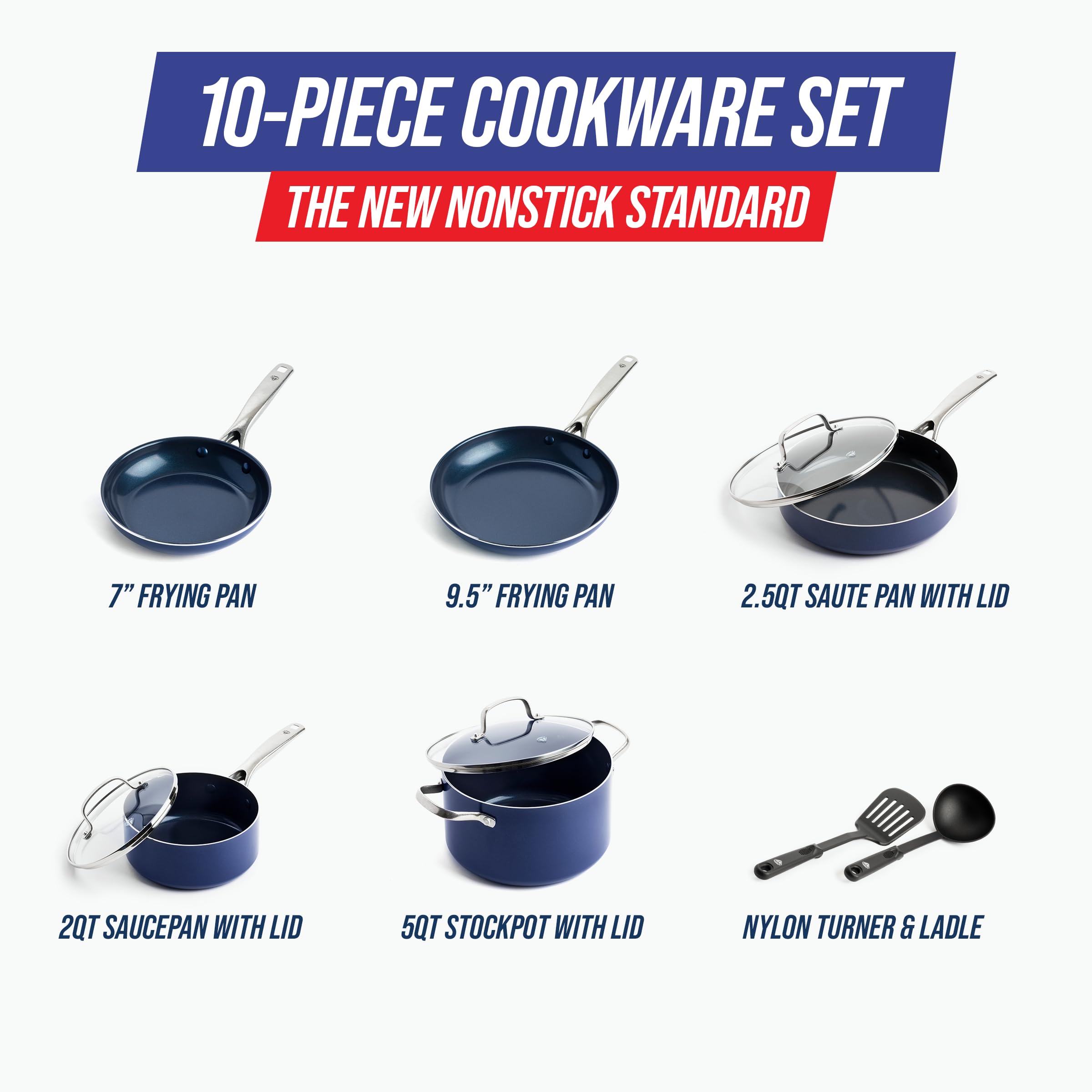 Blue Diamond 5QT stockpot full view, ideal for soups and large batches