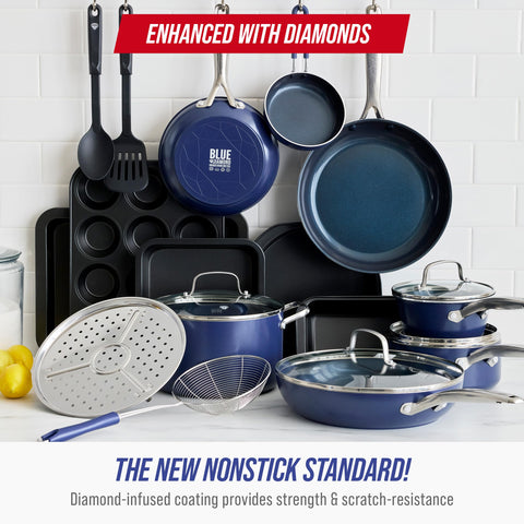 Blue Diamond close-up of diamond-infused nonstick surface for fast heating
