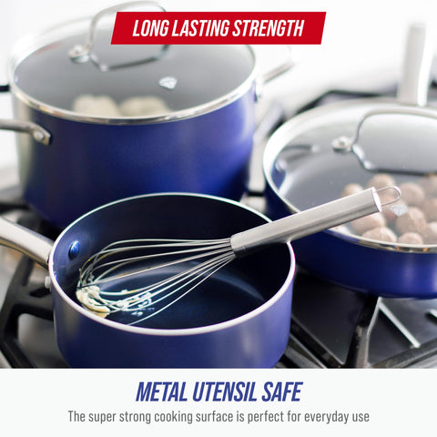 Blue Diamond diamond-infused coating texture close-up, scratch resistance benefit