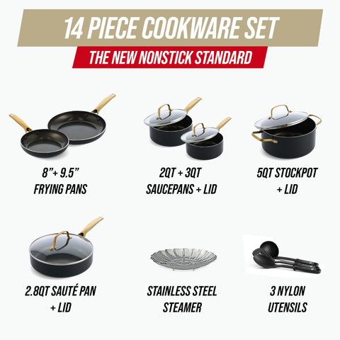 Blue Diamond tempered glass lid capturing steam and letting you monitor cooking