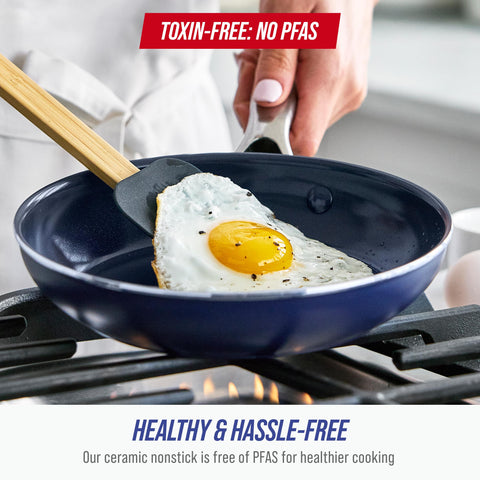 Blue Diamond saucepan and sauté pan with lids, versatile cooking options